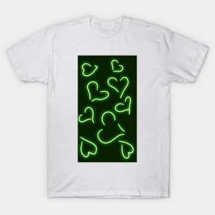 Neon Hearts Green T-Shirt